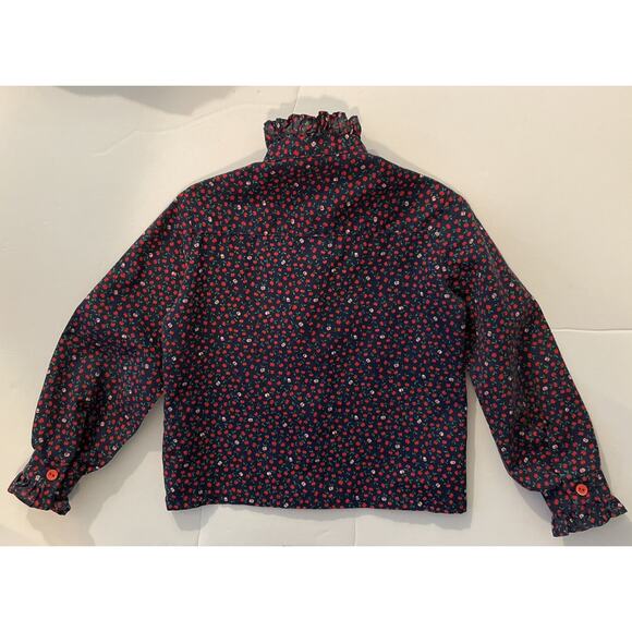 Vintage Her Majesty Girls Ruffle Apple Print Blouse Rare Made In USA Size 4 - Picture 9 of 10